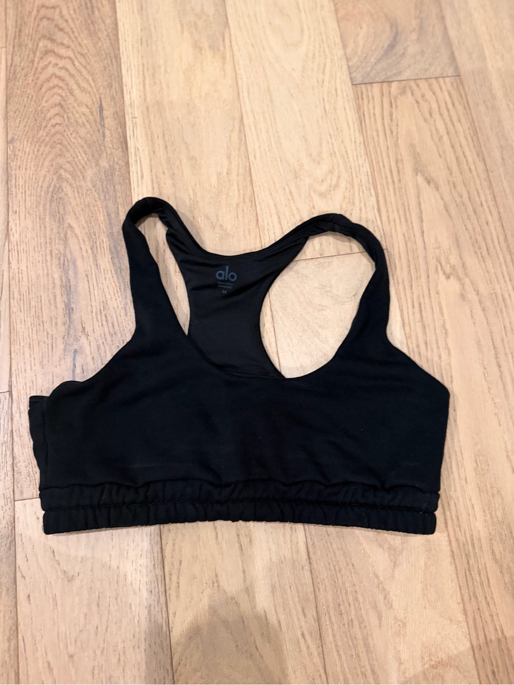 ALO Yoga Black Racerback Elastic-Band Sports Bra